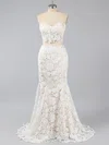 Trumpet/Mermaid Sweetheart Lace Sweep Train Appliques Lace Prom Dresses #ZPUKM020101491