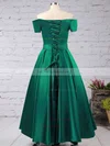 A-line Off-the-shoulder Satin Floor-length Sashes / Ribbons Prom Dresses #UKM020102879