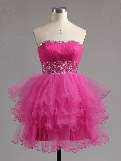 Boutique A-line Sweetheart Tulle Beading Short/Mini Prom Dresses #ZPUKM02041947