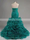 Trumpet/Mermaid Sweetheart Organza Court Train Cascading Ruffles Prom Dresses #UKM020101683