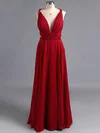 A-line V-neck Chiffon Floor-length Prom Dresses #ZPUKM02023471