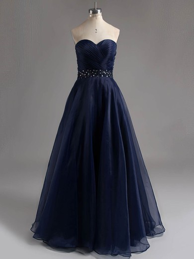 Ball Gown Sweetheart Floor-length Organza Beading Prom Dresses #ZPUKM020101925