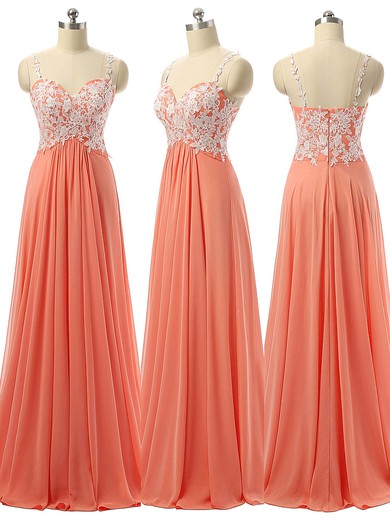 A-line Sweetheart Chiffon Floor-length Appliques Lace Prom Dresses #UKM020101831