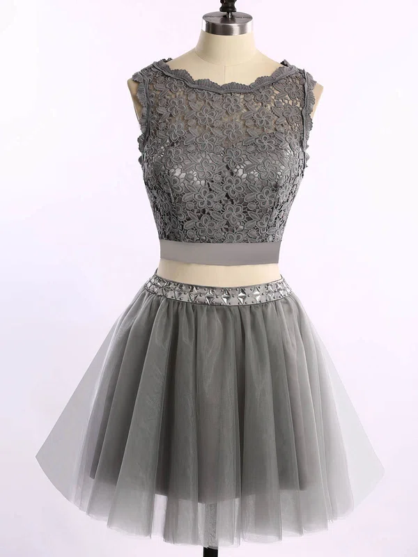 Ball Gown Scoop Neck Tulle Short/Mini Lace Prom Dresses #UKM020101868