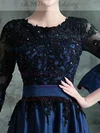 A-line Scoop Neck Silk-like Satin Floor-length Appliques Lace Prom Dresses #UKM020102182