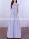 A-line Off-the-shoulder Satin Floor-length Appliques Lace Prom Dresses #UKM020102406