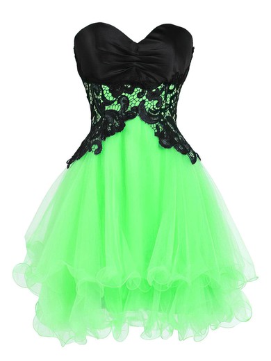Princess Sweetheart Organza Short/Mini Tiered Nice Short Prom Dresses #UKM020102562
