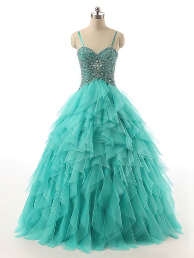 Princess Sweetheart Tulle Floor-length Crystal Detailing Noble Prom Dresses #UKM020102741