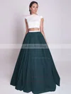 Ball Gown Scoop Neck Satin Tulle Floor-length Prom Dresses #UKM020103301