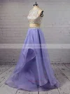 Princess Scoop Neck Organza Floor-length Beading Prom Dresses #UKM020103326