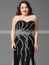 Trumpet/Mermaid Sweetheart Tulle with Beading Floor-length Black Amazing Plus Size Prom Dresses #UKM020103401