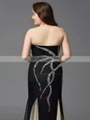 Trumpet/Mermaid Sweetheart Tulle with Beading Floor-length Black Amazing Plus Size Prom Dresses #UKM020103401
