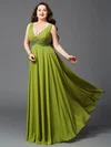 Classy Empire V-neck Chiffon with Sequins Floor-length Backless Plus Size Prom Dresses #UKM020103405