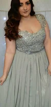 Online A-line V-neck Tulle Chiffon Appliques Lace Floor-length Cap Straps Plus Size Prom Dresses #UKM020103408