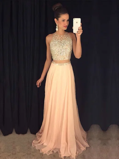 Two piece clearance chiffon prom dress