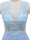 A-line Scoop Neck Tulle Floor-length Appliques Lace Prom Dresses #UKM020103448