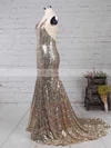 Trumpet/Mermaid V-neck Sequined Sweep Train Prom Dresses #UKM020103494