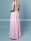 A-line V-neck Chiffon Floor-length Beading Prom Dresses #UKM020103496