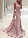 Trumpet/Mermaid One Shoulder Chiffon Sweep Train Beading Prom Dresses Sale #sale020103518