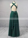A-line V-neck Chiffon Floor-length Ruffles Prom Dresses #UKM020103580