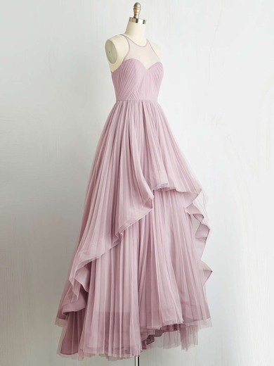 Princess Halter Tulle Floor-length Pleats Prom Dresses #UKM020103607