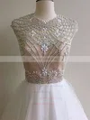 Ball Gown Scoop Neck Tulle Floor-length Beading Prom Dresses #UKM020103640