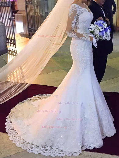 Trumpet Mermaid Tulle Off The Shoulder Wedding Dress