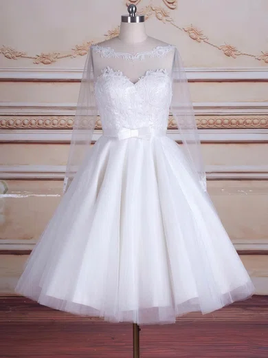 Long sleeve knee length wedding outlet dresses