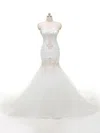 Trumpet/Mermaid Sweetheart Organza Sweep Train Wedding Dresses With Appliques Lace #UKM00022840