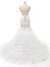 Trumpet/Mermaid Sweetheart Organza with Appliques Lace Sweep Train Wholesale Wedding Dresses #UKM00022840