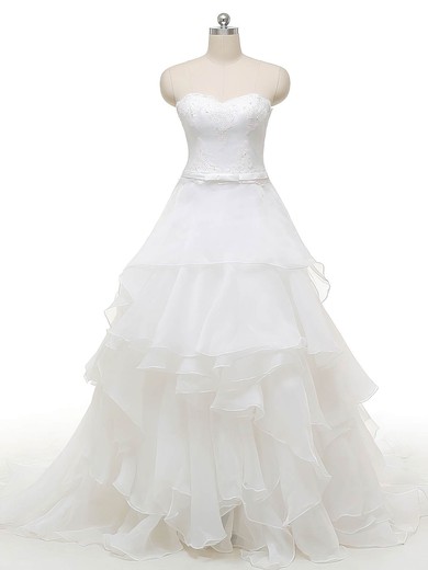 Princess Sweetheart Organza with Appliques Lace Court Train Original Wedding Dresses #UKM00022841