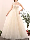 Ball Gown/Princess High Neck Tulle Floor-length Wedding Dresses With Beading #UKM00022848