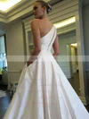 Ball Gown One Shoulder Satin with Ruffles Sweep Train Classic Wedding Dresses #UKM00022855