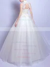 Ball Gown High Neck Tulle Appliques Lace Floor-length Open Back Modest Wedding Dresses #UKM00022881