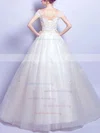 Perfect Ball Gown V-neck Tulle Appliques Lace Floor-length Short Sleeve Wedding Dresses #UKM00022884