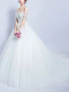 Ball Gown Off-the-shoulder Tulle Court Train Wedding Dresses With Beading #UKM00022888