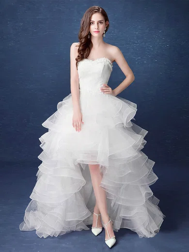 High low sale ruffle wedding dress