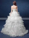 A-line Sweetheart Organza with Tiered Asymmetrical High Low Exclusive Wedding Dresses #UKM00022892