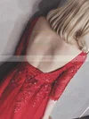 A-line Scoop Neck Tulle Floor-length Appliques Lace Prom Dresses #UKM020103660