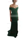 Trumpet/Mermaid Off-the-shoulder Stretch Crepe Sweep Train Split Front Prom Dresses #UKM020103671