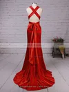 Trumpet/Mermaid V-neck Silk-like Satin Court Train Prom Dresses #UKM020103723