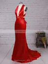 Trumpet/Mermaid V-neck Silk-like Satin Court Train Prom Dresses #UKM020103723
