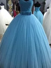 Ball Gown Sweetheart Tulle with Sashes / Ribbons Floor-length Blue Vintage Prom Dresses #UKM020103738