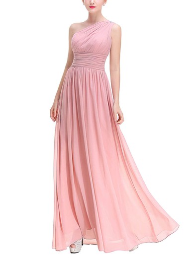 Chiffon One Shoulder A-line Ankle-length with Beading Bridesmaid Dresses #UKM01013375