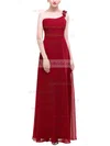 Chiffon One Shoulder A-line Floor-length with Flower(s) Bridesmaid Dresses #UKM01013376