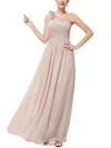 Chiffon One Shoulder Empire Ankle-length with Flower(s) Bridesmaid Dresses #UKM01013377