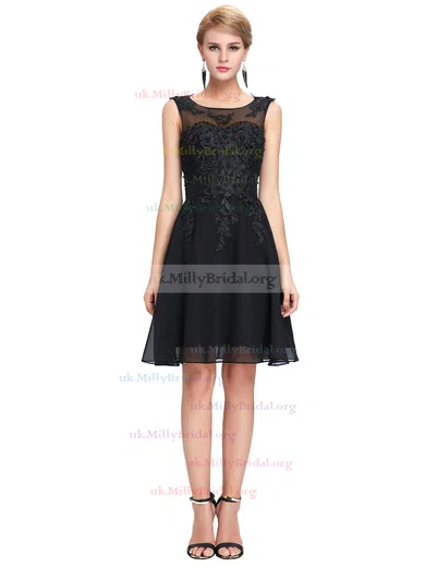 Short black chiffon hot sale bridesmaid dresses