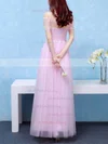 Lace Tulle Off-the-shoulder A-line Ankle-length with Sashes / Ribbons Bridesmaid Dresses #UKM01013406