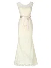 Lace Scoop Neck Trumpet/Mermaid Floor-length with Sashes / Ribbons Bridesmaid Dresses #UKM01013418