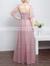 Tulle Scoop Neck A-line Floor-length with Sashes / Ribbons Bridesmaid Dresses #UKM01013430